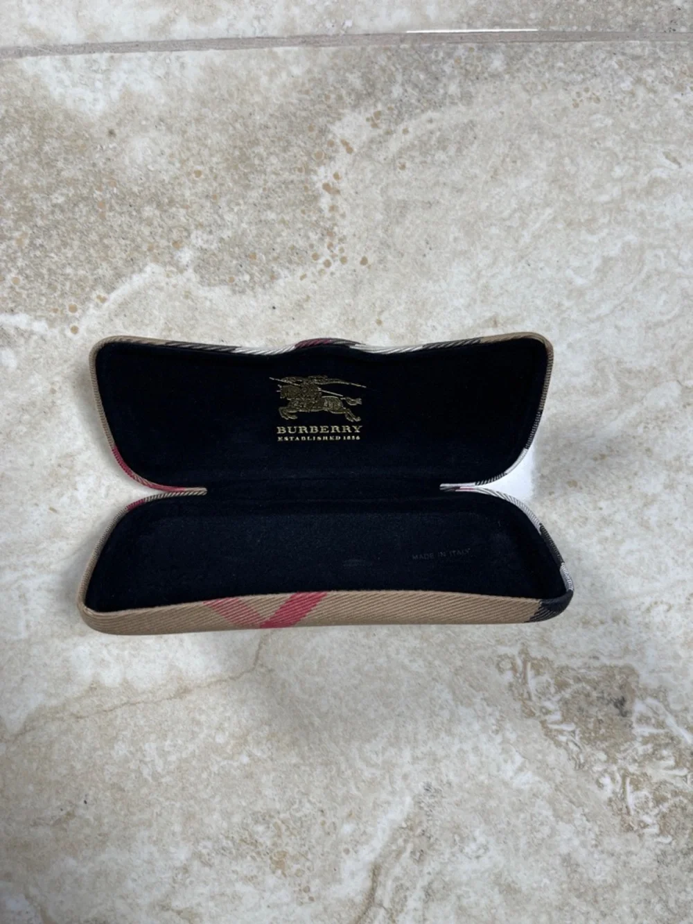 Burberry Beige Tan Black Red Nova Check Eyewear Case - Picture 2 of 13